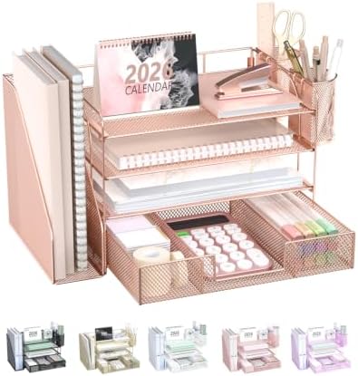 WALI Desk File Organizer, 4 Tier Desktop Paper Letter Tray Organizer