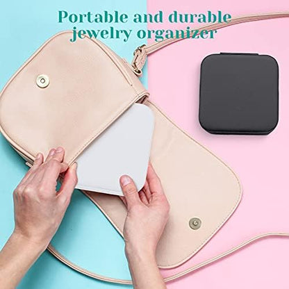 Hicarer 4 Pcs Travel Jewelry Boxes, PU Leather Portable Organizer