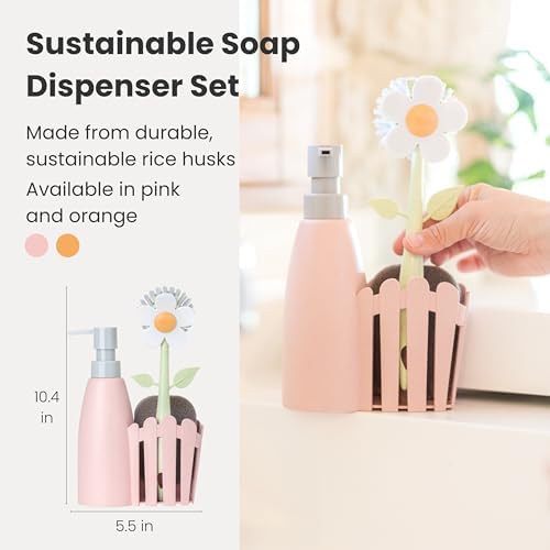 Vigar Florganic Kitchen Sink Caddy Set with Dish Soap Dispenser - Pink
