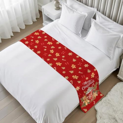 Bed Runner for Twin Size Beds, Merry Christmas Decorative Bed Runners