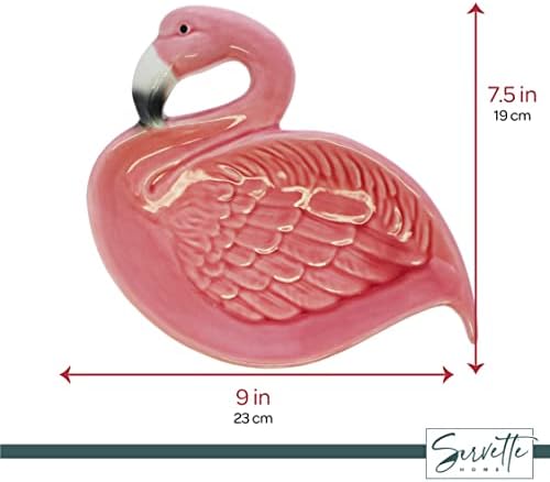 Servette Home Ceramic Trinket Tray Serving Dish-Flamingo