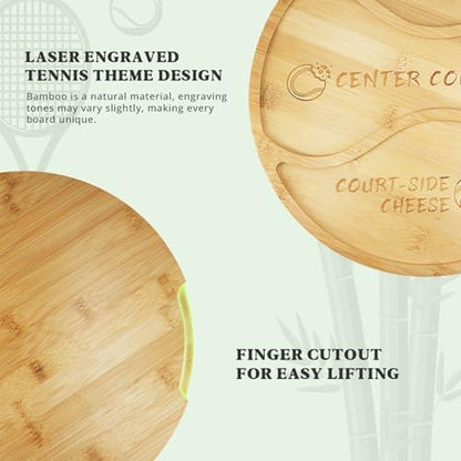 Tennis Ball Charcuterie Board, 12-Inch Bamboo Snack Tray