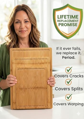 HEALTHIEST Glue-Free Surface Organic Bamboo Wood Cutting Board 3-Piece