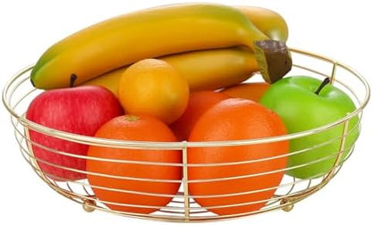 IBWell® Gold Fruit Bowl for Kichen Countertop, Round Wire Fruits