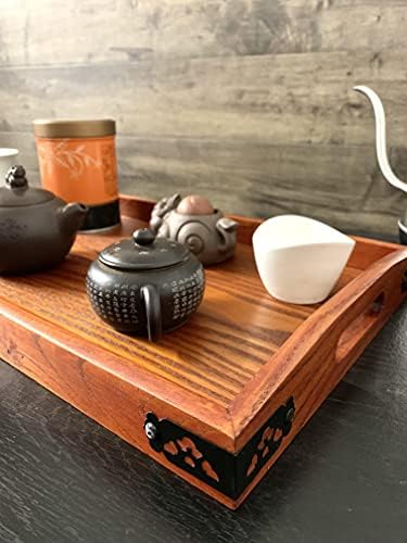 JapanBargain 1608, Wooden Serving Tay with Handle Rectangle Butler