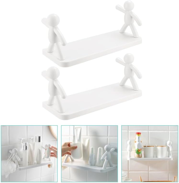 2 Mounted Hook Rack Floating Wall Shelves for Bedroom Bathroom Kitchen