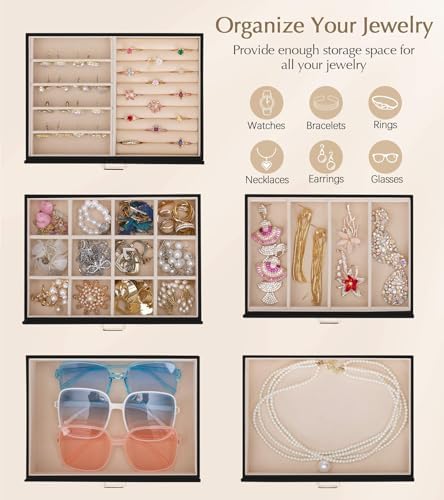 Homde Jewelry Box Large for Women: 6 Layers Organizer with 5 Drawers