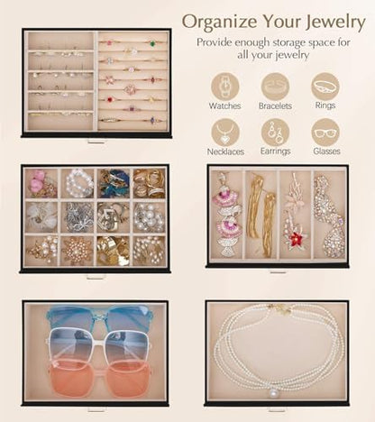 Homde Jewelry Box Large for Women: 6 Layers Organizer with 5 Drawers