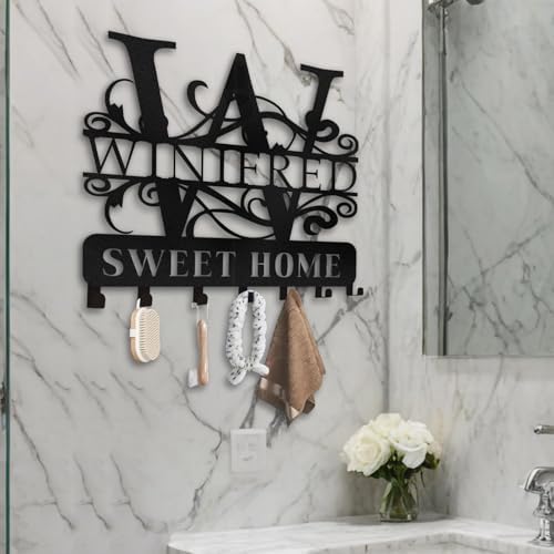 Personalized Metal Key Holder for Wall, Family Name Keys Holder Wall