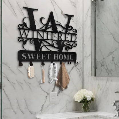 Personalized Metal Key Holder for Wall, Family Name Keys Holder Wall