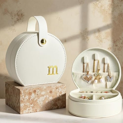 COLLECTIVE HOME Small Travel Jewelry Case for Women, Detachable Handle