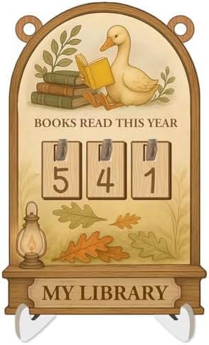Silly Goose Books Read This Year Counter, Wooden Reading Tracker Sign