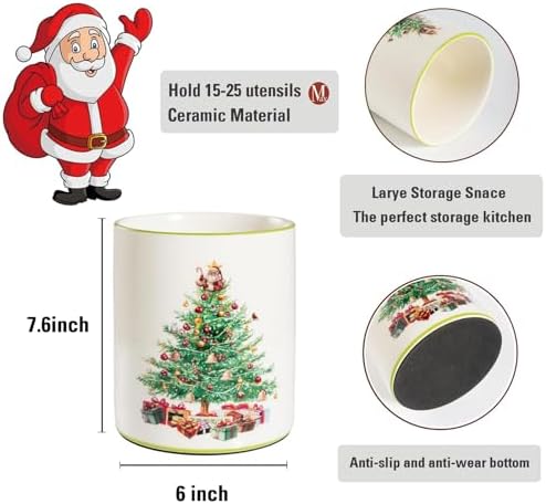 Christmas Utensil Holder, Christmas Tree Utensils Holder for Kitchen
