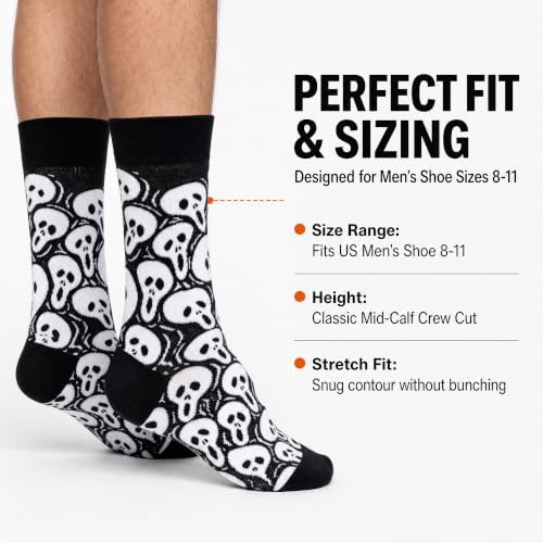 Mens Halloween Socks, Funny Crazy Novelty Skull Skeleton Crew Socks