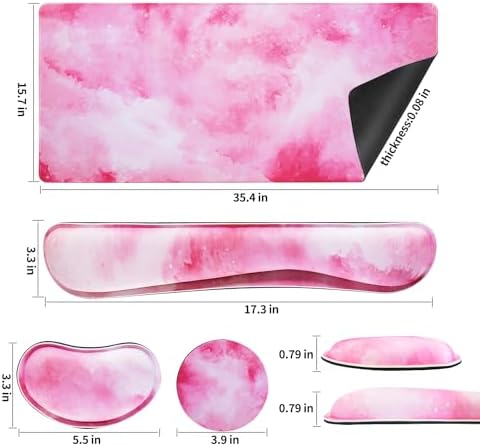 Bloss Clouds Mouse Pad and Keyboard Wrist Rest, 4-in-1 Desk Mat, Cute