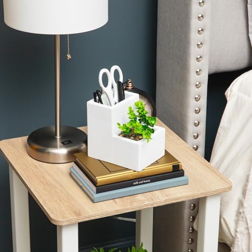 Mind Reader Ceramic Desktop Planter Pencil Cup, Desk Organizer with