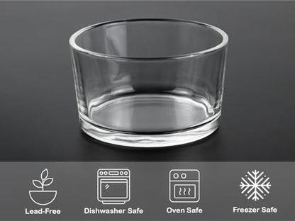 HillSpring Glass Small Bowls, 7.5oz, Set of 6, Clear Mini Bowls for