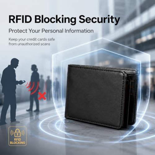 GNDR Wallet For Men Bifold Black RFID Blocking Slim Faux Leather