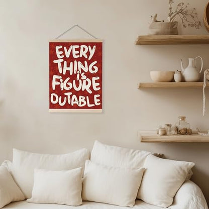 YQDEJ Everything is Figureoutable Red Christmas Inspirational Wall Art