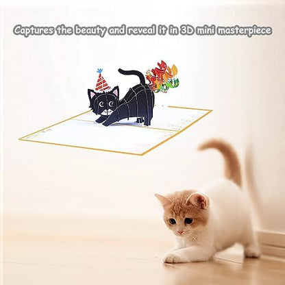 ROBBEAR Funny Cat Pop Up Birthday Card, Funny 3D Birthday Cards for
