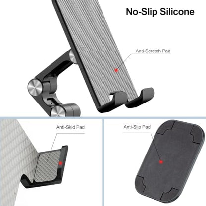 OCYCLONE Phone Stand for Desk, Foldable Cell Phone Stand Holder, Black