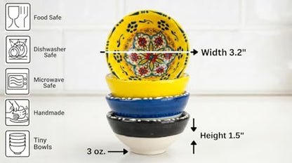 Turkish Ceramic Pinch Bowls Set of 3 – Small Dipping Bowls for