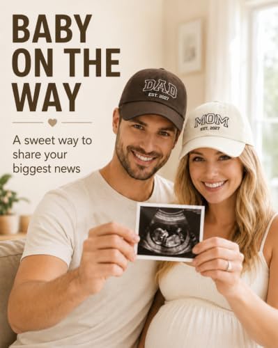Waldeal Mom and Dad Est 2027 Hats, New Parents Gifts, Matching