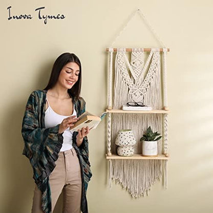 Macrame Wall Hanging Shelf - Boho Shelves Bedroom Decor | Macrame Wall