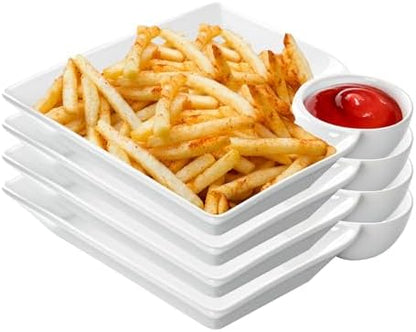 Chip and Dip Serving Platter Set of 4-8 Inch Ceramic Divided Plates