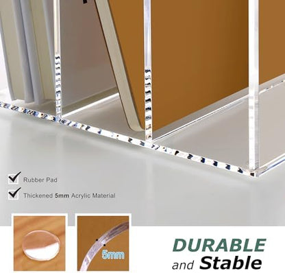 SANRUI Acrylic Magazine Holder Desk Organizer Workspace Sorter Clear 3