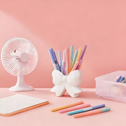 Bow Pen Holder for Desk, Coquette Ceramic Pencil Organizer Makeup