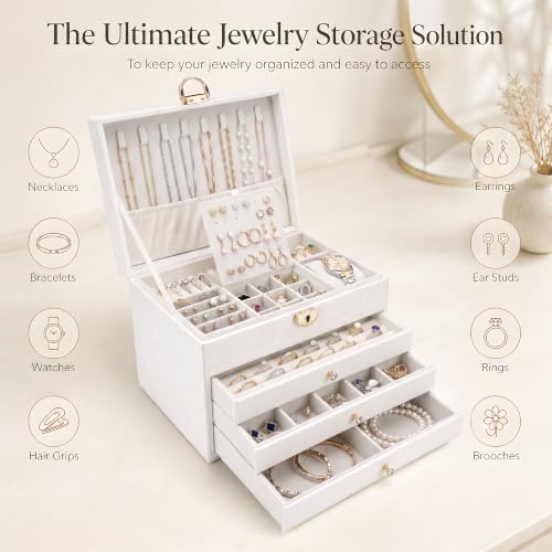 Jewelry Box Set, 4-Tier Jewelry Organizer and Storage & Travel Jewelry