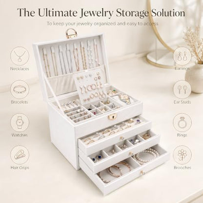 Jewelry Box Set, 4-Tier Jewelry Organizer and Storage & Travel Jewelry