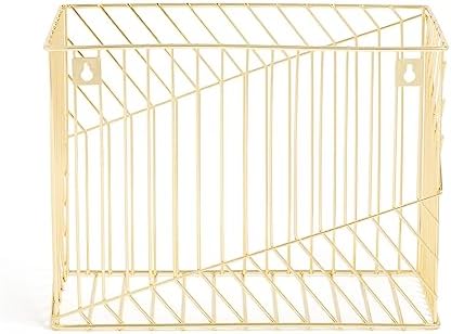 U Brands Wire Metal Hanging File Organizer, Letter Size, Gold Finish