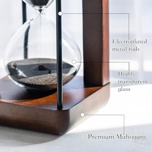 Large Premium Walnut Hourglass,60 Minutes Sand Timers,Hour Glass with