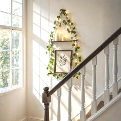 Artilady Macrame Wall Hanging Shelf with Artificial Ivy Light for