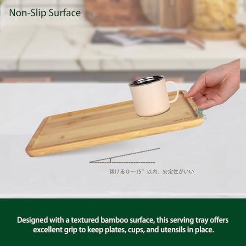 Bamboo Serving Tray, Food Tray for Eating and Serving Coffee, Tea