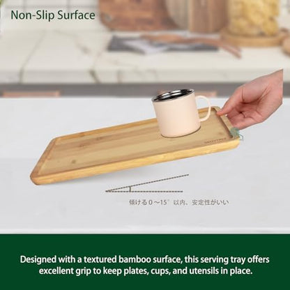 Bamboo Serving Tray, Food Tray for Eating and Serving Coffee, Tea