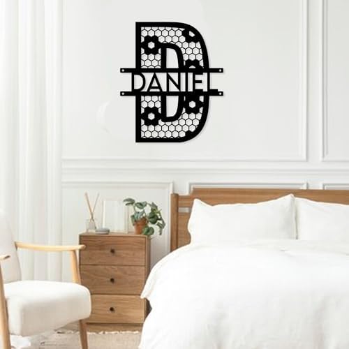 Metal Name Signs Personalized, Split Letter Monogram Wall Decor