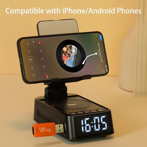 Gifts for Men Women, Phone Stand with Bluetooth Speaker&Clock