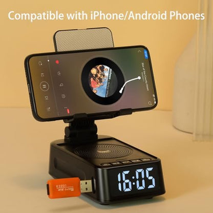 Gifts for Men Women, Phone Stand with Bluetooth Speaker&Clock