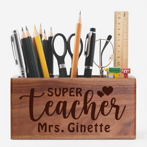 Personalized Teacher Gift Ideas, Custom Engraved Name Solid Wood Pen