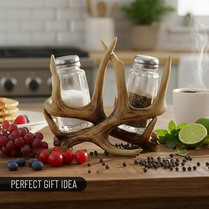 Glass Salt and Pepper Shakers - Deer Antler Salt and Pepper with