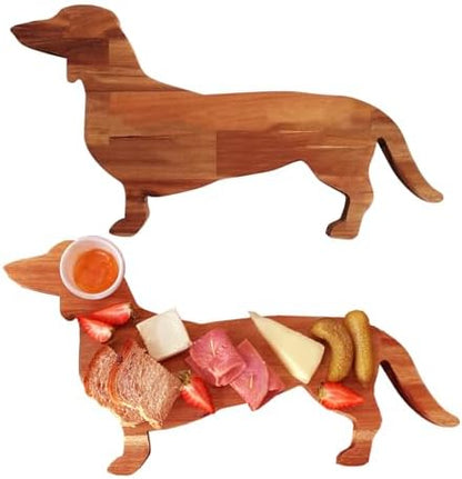 Small Wood Charcuterie Cheese Board, Set of 2 Dachshund Dog Shaped