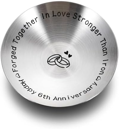 TI-EDC 6th Anniversary Iron Gifts for Her and Him - 4" Ring Holder
