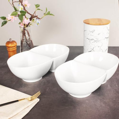 Creative Home Chip and Dip Bowl Set, Ceramic Divider Bowl, Plate