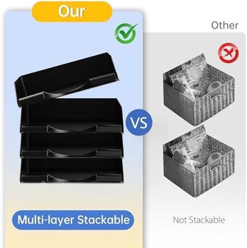 4 Pack Stackable Paper Trays for Letter Documents, Desktop File