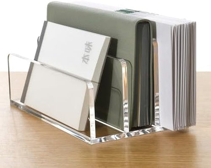 3 Compartments Clear Acrylic Mail Holder – Vertical Letter Sorter &