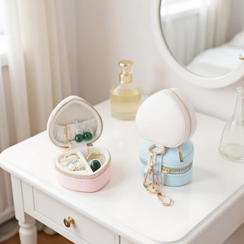 Heart Shaped Jewelry Travel Case, Portable Ring Holder & Organizer