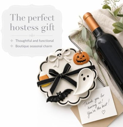 Mud Pie Halloween Chip And Dip Serving Platter, Ghost Dip Bowl Candy